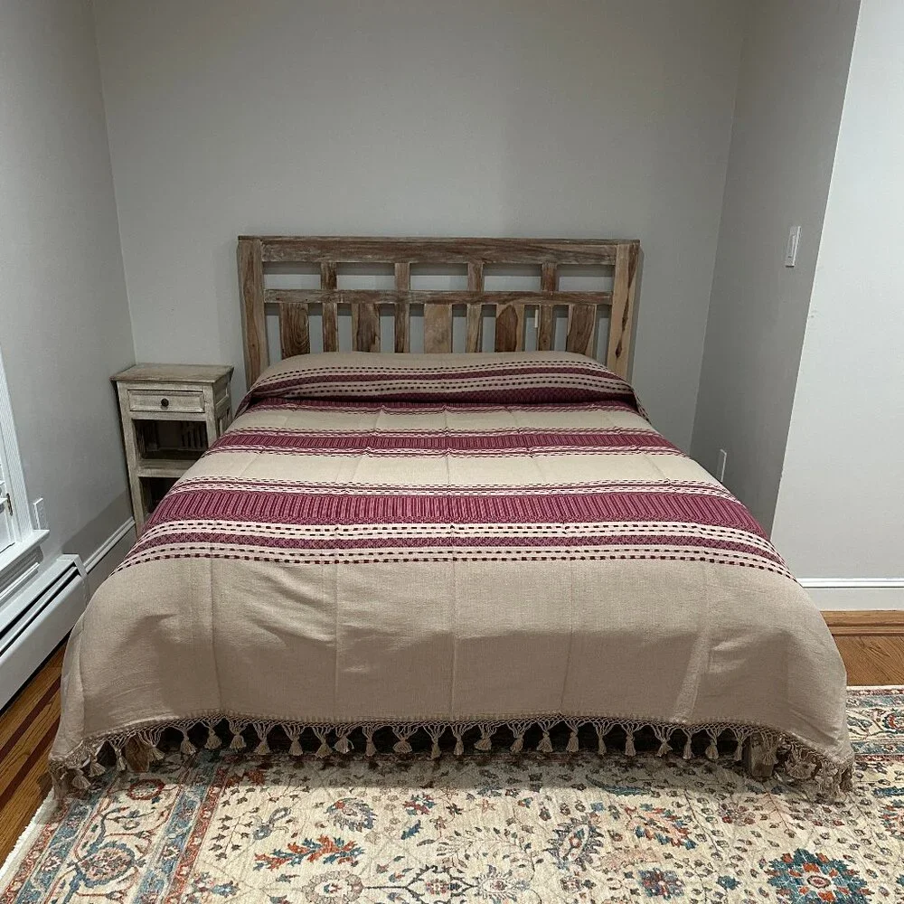 Queen Size Cotton Bedspread/Quilt. From Oaxaca Mex. Hand loom, Bed covers,